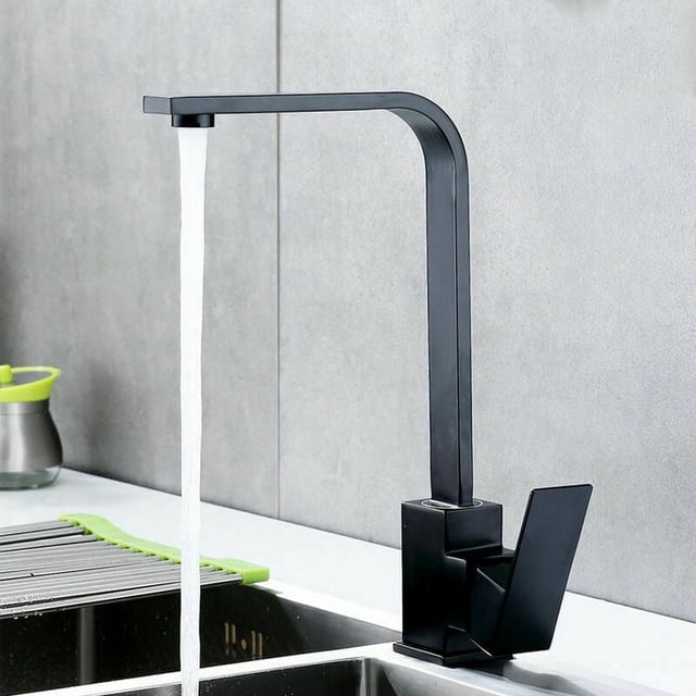 Matte Black Kitchen Faucet, 360 Degree Rotation For Efficient Cleaning, Sturdy And Durable Construction With Ceramic Valve Core, Easy Installation In Any Home Kitchen