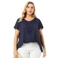thumbnail image 4 of Women's Plus Size Blouse V Neck Lace Panel Bell Short Sleeve Summer Top, 4 of 7