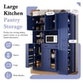 thumbnail image 4 of Harper & Bright Designs Farmhouse Kitchen Pantry Cabinet with Hutch, Tall Kitchen Storage Cabinet with Pull-Out Side Cabinet, Freestanding Cupboard with Door Shelves and Drawer for Dining Room, Blue, 4 of 20