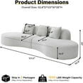thumbnail image 5 of 123in Cloud Couch Curved Sectional Sofa with Memory Foam, Oversized Deep Seat Boneless Couches, Corduroy Upholstery & 3 Pillows, No Assembly Required for Living Room(white), 5 of 7