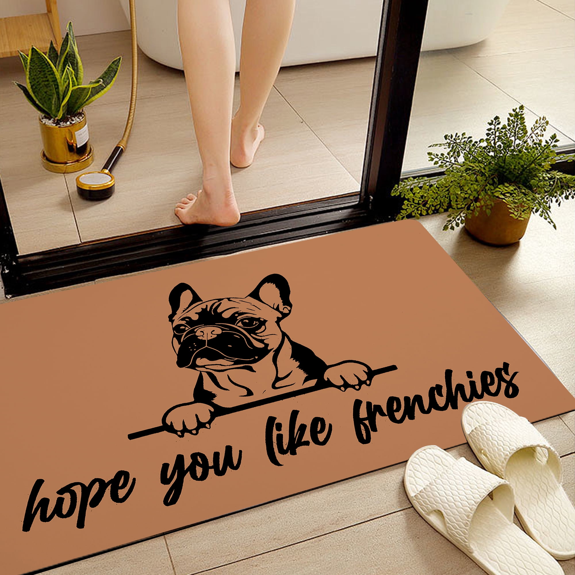 JML Non-Slip MicrofiberFabric & Rubber Doormat - Soft Entryway Rug for Home/Office (20"x32") - Easy Clean Door Mat for Indoor/Outdoor Use, Bulldog