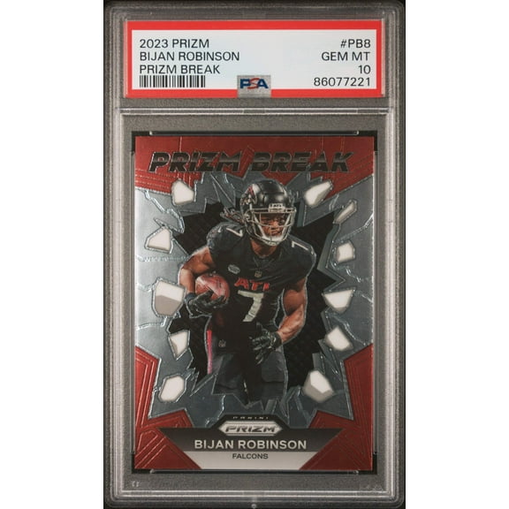 Graded 2023 Panini Prizm Bijan Robinson #PB8 Prizm Break Rookie RC Football Card PSA 10 Gem Mint