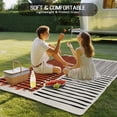 thumbnail image 4 of Brown Striped Outdoor Rug for Patio/Deck/Porch, Non-Slip Large Area Rug 5 x 7 Ft, Farmhouse Stripes Modern Abstract Art Indoor Outdoor Rugs Washable Area Rugs, Reversible Camping Rug Carpet Runner, 4 of 8
