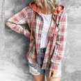 thumbnail image 4 of Womens Cardigans Women's Long Sleeve Plaid Hooded Drawstring Single Breasted Cardigan Tops on Clearance, 4 of 9