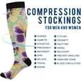thumbnail image 4 of Coolnut High Elasticity Compression Socks, High Knee Socks Adult Universal Leisure Relieve Fatigue, Purple Violets Travel Daily with Running (1 Pair) Gift, 4 of 7