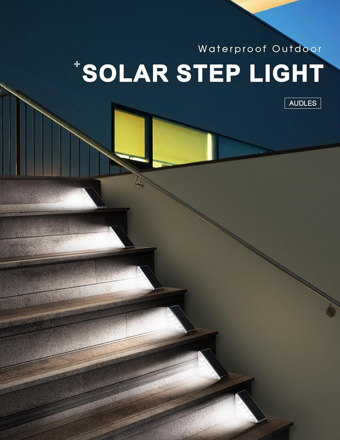 LED Solar Step Lights Waterproof Outdoor Stair Lights, Solar Deck Lights Outdoor Decor IP67 Solar Decoration Lights for Yard, Patio, Garden, Walkways, Front Door, Pathway, Driveway, Porch 6 Pack