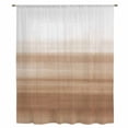 thumbnail image 2 of Brown White Ombre Sheer Curtains 54 Inches Long, Vintage Farmhouse Abstract Striped Light Filering Curtains, Breathable Simi Curtain Privacy Drapes for Kitchen Bathroom Small Window Treatment, 2 of 9