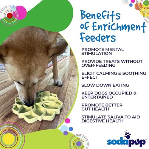 SodaPup Mandala Softie eTray - Durable Enrichment Feeder Made in , Non-Toxic, Pet-Safe, Food Safe Rubber for Mental Stimulation, Avoiding Overfeeding, Fresh Breath, Digestive Health, Calming, & Mo