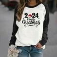 thumbnail image 2 of lcziwo Offres Spéciales Chandails de Noël pour Femmes Hauts Graphiques Chandail Imprimé Lettre de Noël 2024 Col Rond Bloc de Couleur Raglan Chandail Noir,TG, 2 of 4