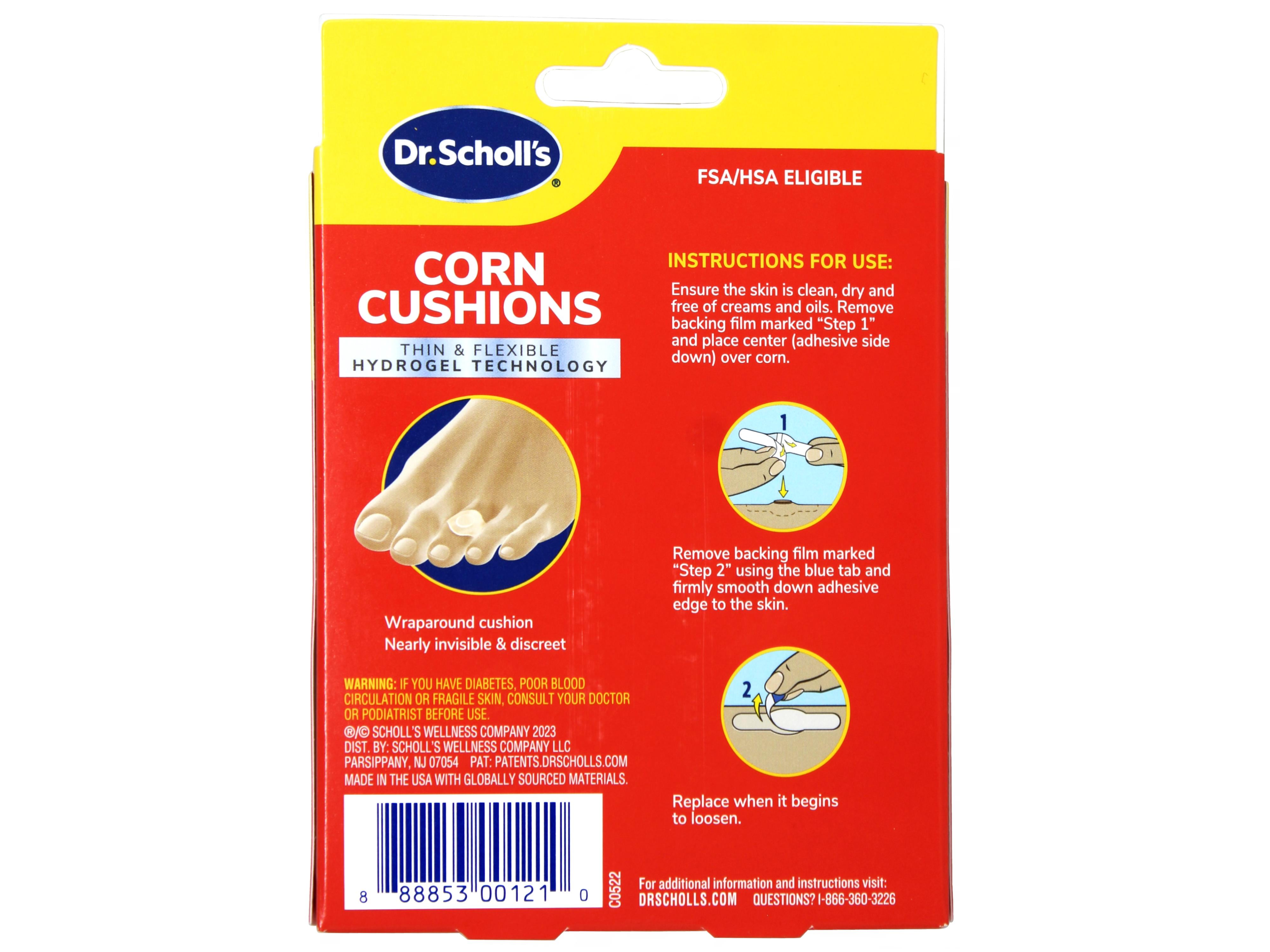 Dr. Scholl's Corn Cushion with Hydrogel Technology, 6ct, Cushioning Protection Against Shoe Pressure and Friction That Fits Easily in Any Shoe for Immediate and All-Day Pain Relief - 5 Pack