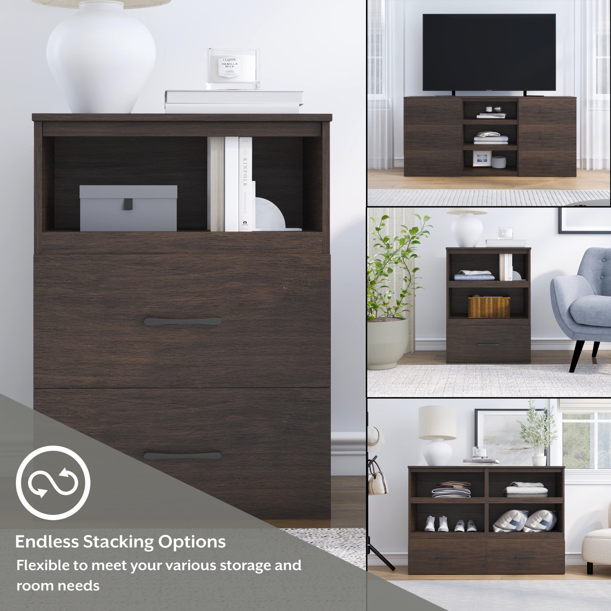 Mainstays Ardent One Drawer Modular Storage System, Walnut