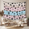 thumbnail image 2 of Pink Blue Paw Print Tapestry for Bedroom Wall Hanging Tapestry, Vintage Farmhouse Rustic Wooden Grain Ceiling Backdrop Tapestries Poster Blanket Wall Decor for Teens Room Living Room Dorm 59" x 90", 2 of 8