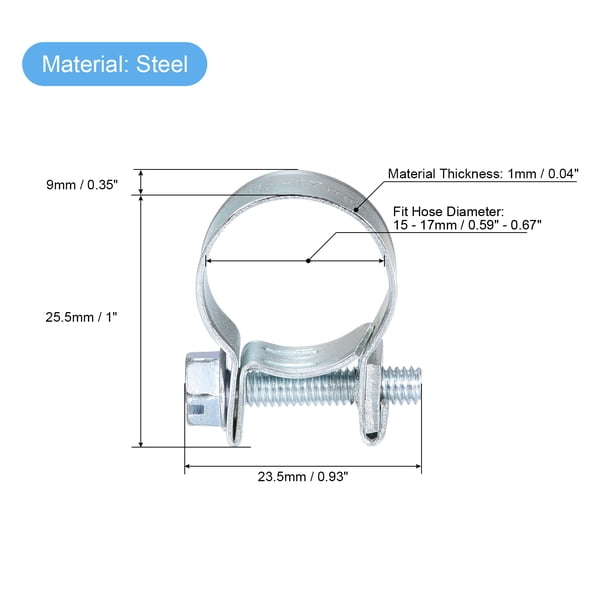 10 Colliers De Serrage Pour Tuyau Carburant 15-17mm – Acier Zingué, Résistants Et Fiables