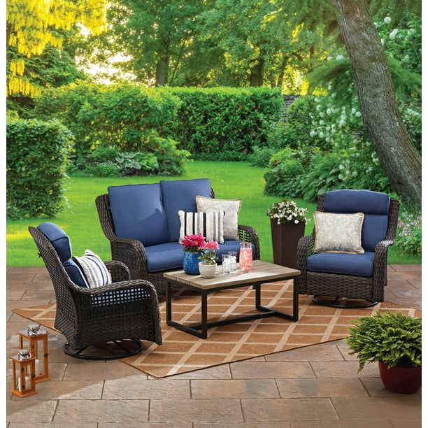 Swivel Chair Conversation Set, Good Quality Outdoor Wicker Furniture
