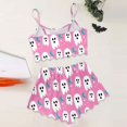thumbnail image 3 of Hpapadks Halloween Women's Pajamas Cute Print Spaghetti Strap Lettuce Trim Cami and Shorts 2 Piece Sleepwear Women Pjs Sets White, 3 of 5