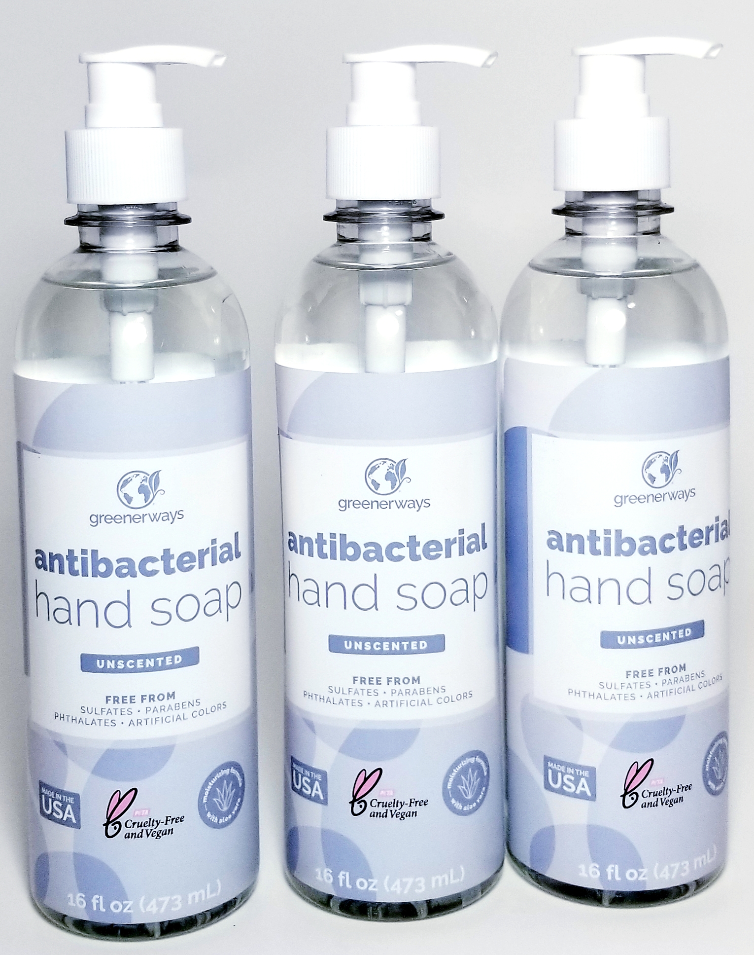 Greenerways Antibacterial Hand Soap Made in USA Unscented Liquid