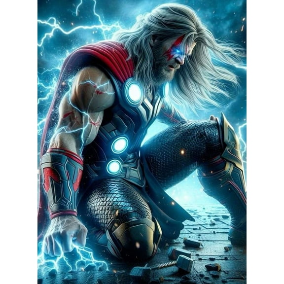 Thor Diamond Painting Set DIY 5D Round Diamond Gemstone Art Painting Set For Home Wall Decoration Gift (12x16 inch)