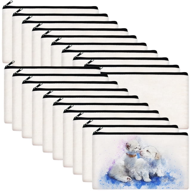 Bolsas de maquillaje de lona Legigo, 20 unidades, color blanco, para manualidades
