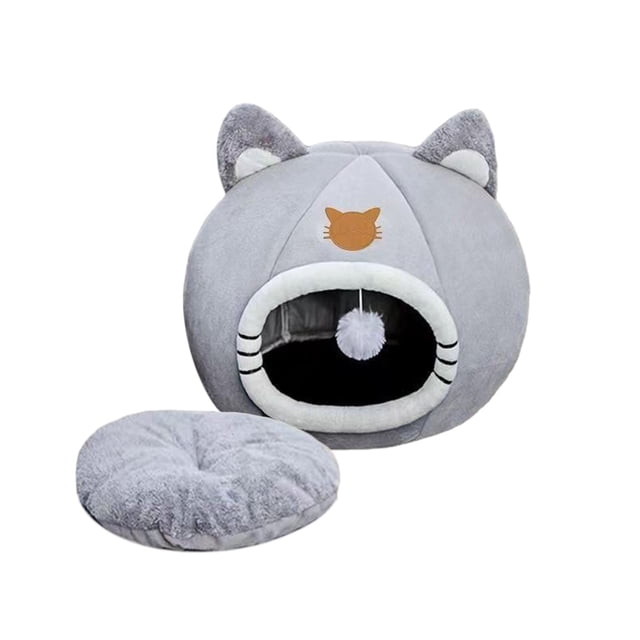 Cama para Gatos Jinwen Cama Suave y Relajante para Dormir Perrera Semicerrada Antideslizante S