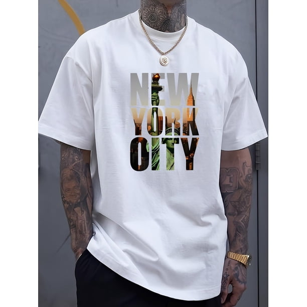 Camisa con estampado vibrante de Nueva York: suave, transpirable y de manga corta para hombre. Ideal para el verano, con un ajuste relajado. Para adultos, hombres, mujeres, adolescentes y jóvenes.
