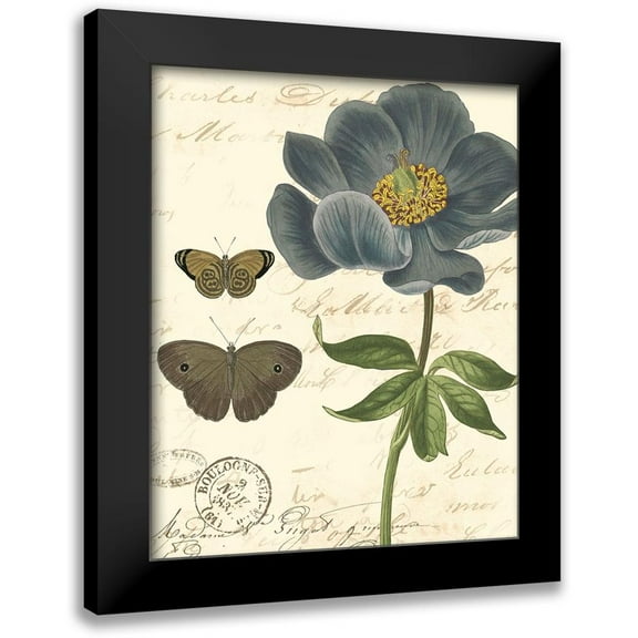 Vision Studio 12x14 Black Modern Framed Museum Art Print Titled - Small Vintage Floral I