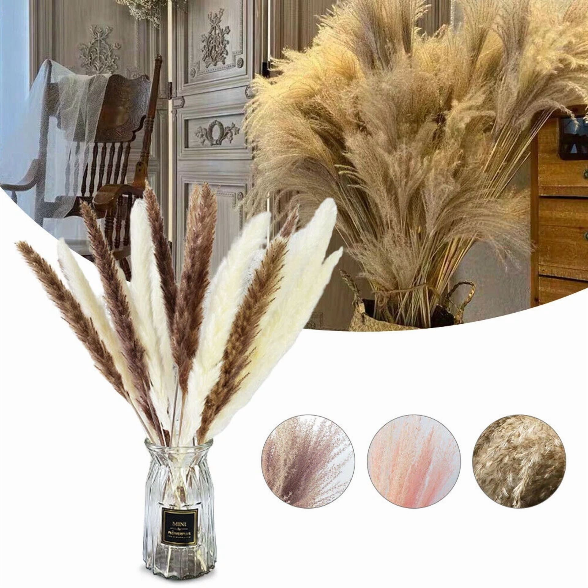 CIRCLE- 60Pcs Natural Dried Pampas Grass Reed Flower Bunch Bouquets Home Wedding Decor