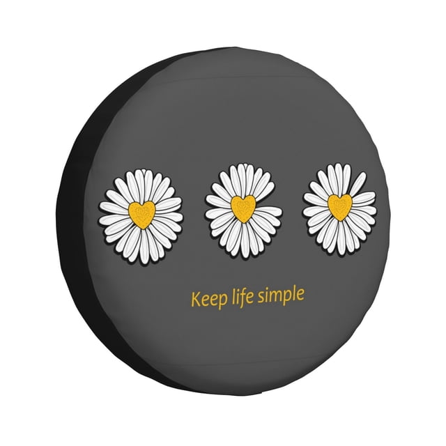 Balery Keep Life Simple Daisy Flower Cubiertas para Neumáticos - Protector Resistente para Neumáticos de Camioneta, SUV, Remolque, Camper y RV-17 inch