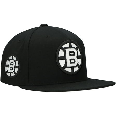 Men's Mitchell & Ness  Black Boston Bruins Team Snapback Hat