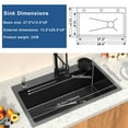 thumbnail image 5 of 29.5 x 17.7 inch Kitchen Sink, Single Bowl Stainless Steel Sink Multifunctional Drop In Sink Workstation Sink with Pull-Down Faucet and Multiple Accessories (Black Grey), 5 of 8