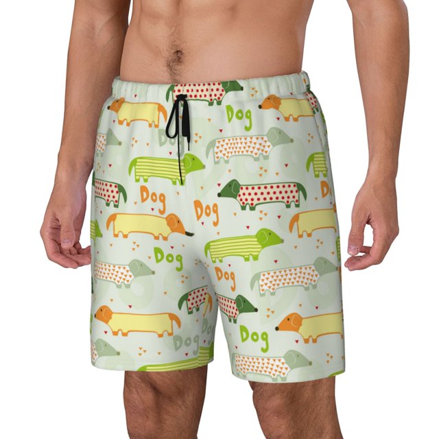 Balery Dachshund Dog Puppy Bañador para hombre, shorts de playa de secado rápido con entrepierna y forro de compresión-3X-Large
