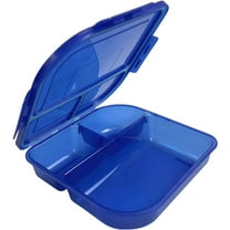 MyGo Container Large To-Go 3-Compartment Food Container, 9-3/8" X 9-3/8" X 2-1/2", Reusable, Microwave Safe, Blue