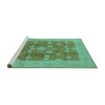 thumbnail image 2 of Ahgly Company Machine Washable Indoor Round Oriental Turquoise Blue Industrial Area Rugs, 3' Round, 2 of 4