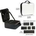 thumbnail image 4 of Cosmetic Bag Cosmetic Storage Bag Leather Cosmetic Bag Cosmetic Storage Bag PU Leather Large Capacity Waterproof Adjustable Partition Makeup Case For Travel Black White, 4 of 5