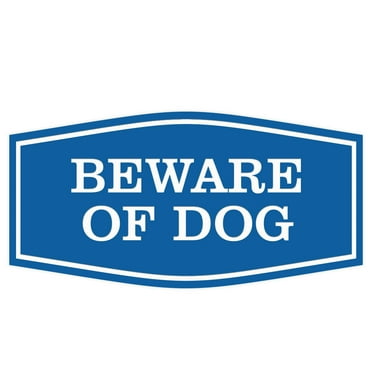 All Quality Fancy Beware of Dog Sign (Blue) - Large