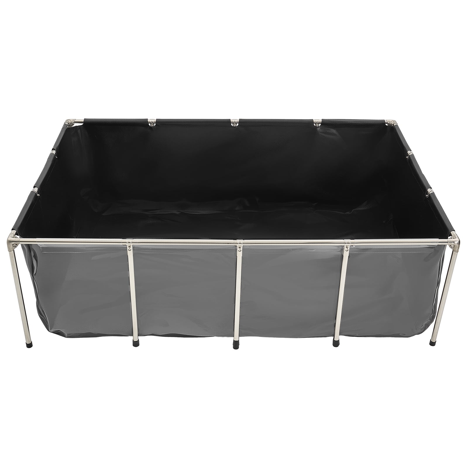 KFFKFF Canvas Fish Pond, 470 Gal Above Ground Pond, PVC Koi Tank with Transparent Viewing Panel, Rectangular Goldfish Tank with Steel Frame & Drain Valve, Suitable for Breeding Koi and Irrigation