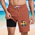 thumbnail image 2 of GUZOM Mens Orange Swim Trunks Board Shorts Quick Dry with Liner 5" Inseam Tropical Print Polyester for Beach Swimming Pool,Size 3XL, 2 of 6