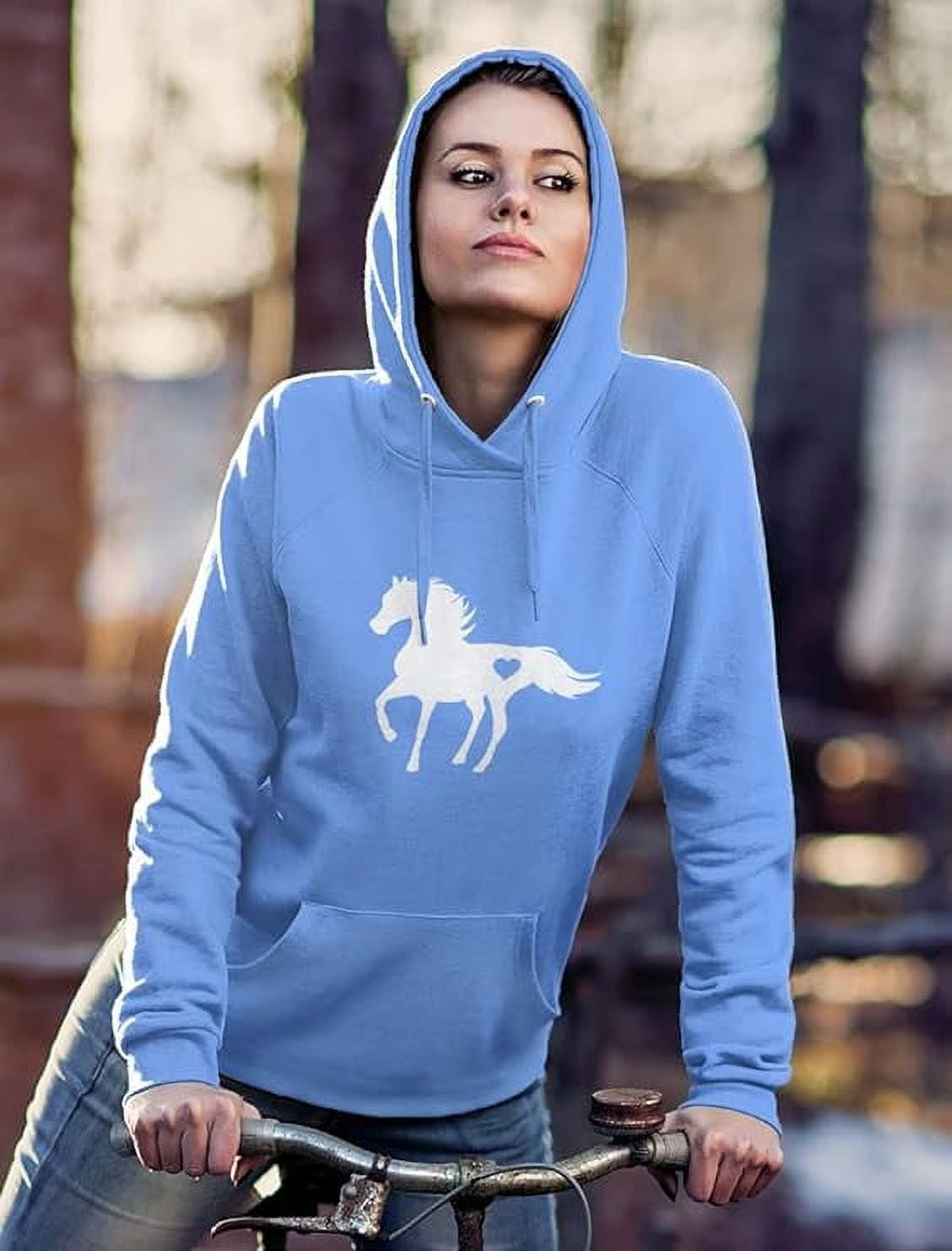 Tstars Women's Horse Lover Hoodie - Ideal Gift for Equestrians - Perfect Winter Birthday Gift for Women who Love Horses - Love Horses Graphic Print - Warm & Cozy Long-Sleeve Top