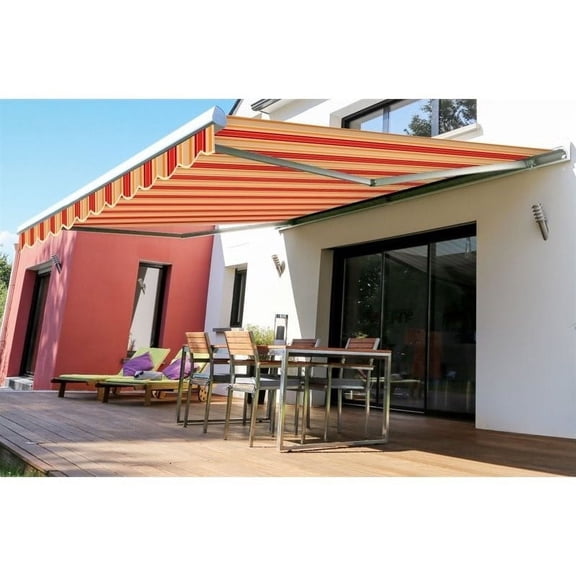 Advaning Slim 12 ft Manual Retractable Patio Awning in Red
