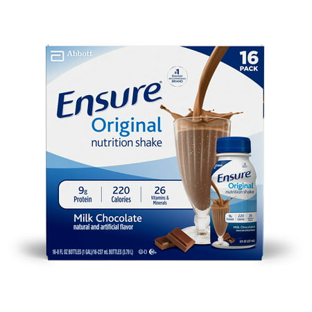 Ensure Original Nutrition Shake with 9 grams of protein, Meal Replacement Shakes, Milk Chocolate, 8 fl oz, 16