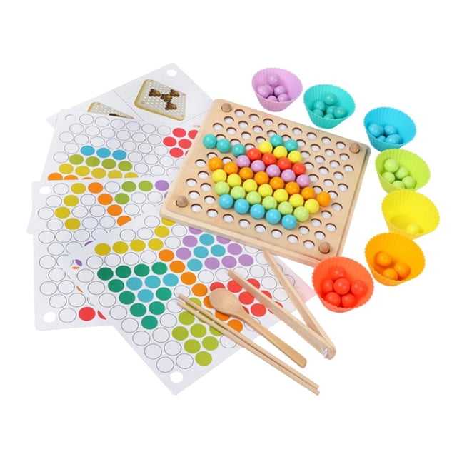 Rompecabezas de Juguete 3D Rompecabezas multicolor Juguete educativo Montessori para de Navidad sensorial Niño Hugo Juego de cuentas de madera para niños
