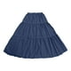 thumbnail image 4 of Falda midi bohemia en línea A para mujer: cintura elástica alta, bajo con volantes, bolsillos, prenda informal para el verano, 4 of 4