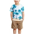 thumbnail image 2 of CYRBOKO Toddler Boys Outfit Sets, Casual Two Piece Summer T-shirts and Shorts Set Blue Size 4-5 T, 2 of 6