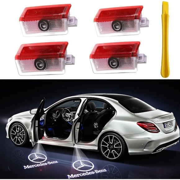 4ST LED-billjuslogotyp 3D Ghost Shadow Light Uppgraderad välkomstprojektor för ABCEMG AMG GL GLA GLC GLE GLS Klass W166 W176 W205 W212