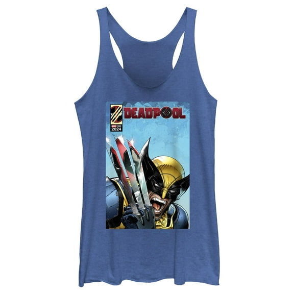 Women's Marvel: Deadpool & Wolverine Reflection in Claw Poster  Racerback Tank Top