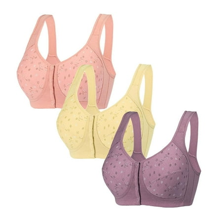 Black of Friday Deals!Clearance Staron 3PC No Underwire Bras for Women Front Closure No Underwire Bras Stretch Comfortable Bras Wireless Comfy Bra No Steel Bras