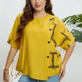 thumbnail image 4 of Fankiway Mode Femme Couleur Unie Col Rond Bouton Pression Hauts Amples Manches Courtes Hauts Femmes Liquidation Chemises Femmes Manches Courtes, 4 of 5