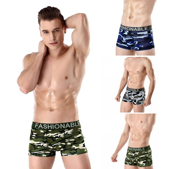Jinhomg Mens Camo Boxers Underwear Lightweight Comfy Mid Waist Boxer Briefs Elastic Waistband Underpants Gym Sportswear Fall Saving Khaki XXL