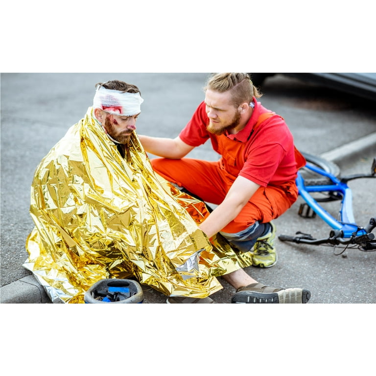 GALAXYLENSE 10-Pack Emergency Mylar Thermal Blankets – 52x82 Inches, Silver, Survival, First Aid, Hiking, Camping
