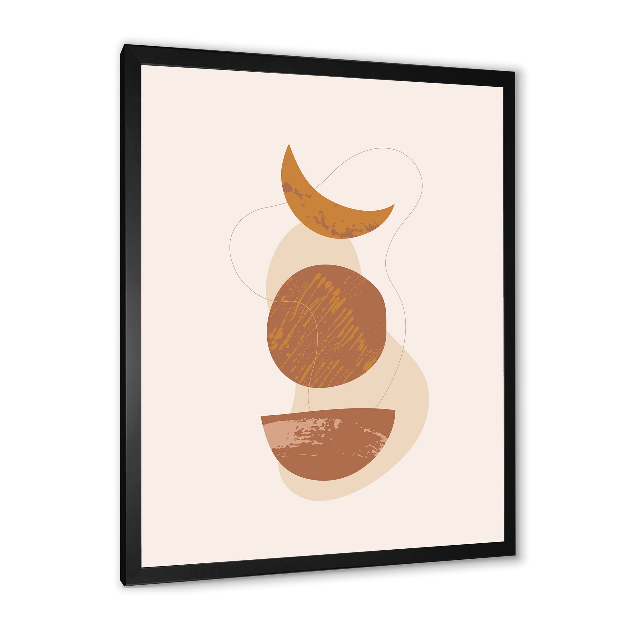 Designart 'Sun and Moon Shapes In Retro Terracotta Tones IV' Modern Framed Art Print