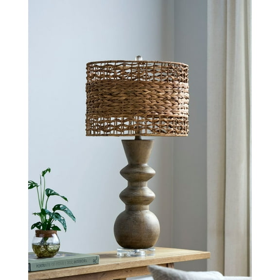 Livabliss Table Lamps, 31" Vedruna Traditional Bedside Nightstand Table Lamp for Bedroom Living Room Office, Dark Brown, Clear Body with Brown Shade (31"H x 16"W x 16"D)